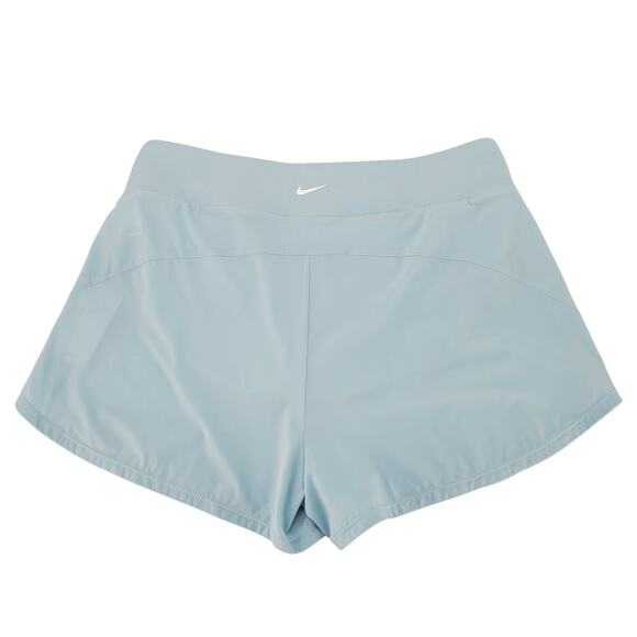 Nike Womens XL Dri Fit High Waisted Brief Lined Light Blue Athletic Shorts‎ New - Picture 2 of 9
